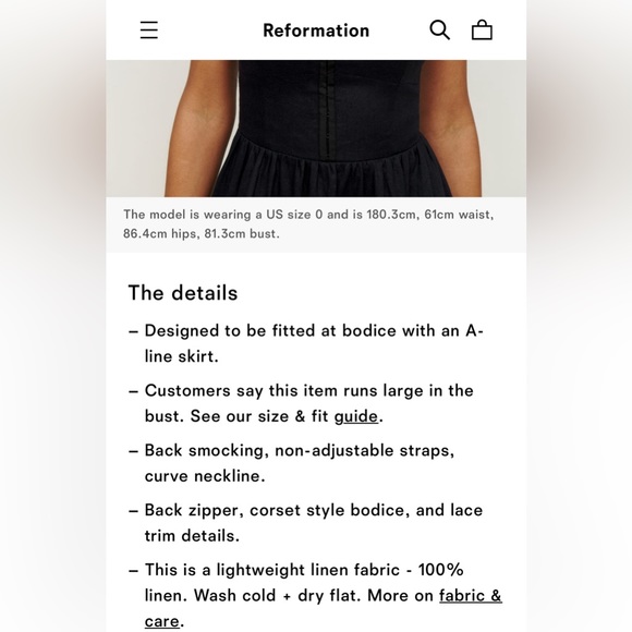 NEW Reformation Tagliatelle Linen Black Dress - size 2 - Picture 11 of 12